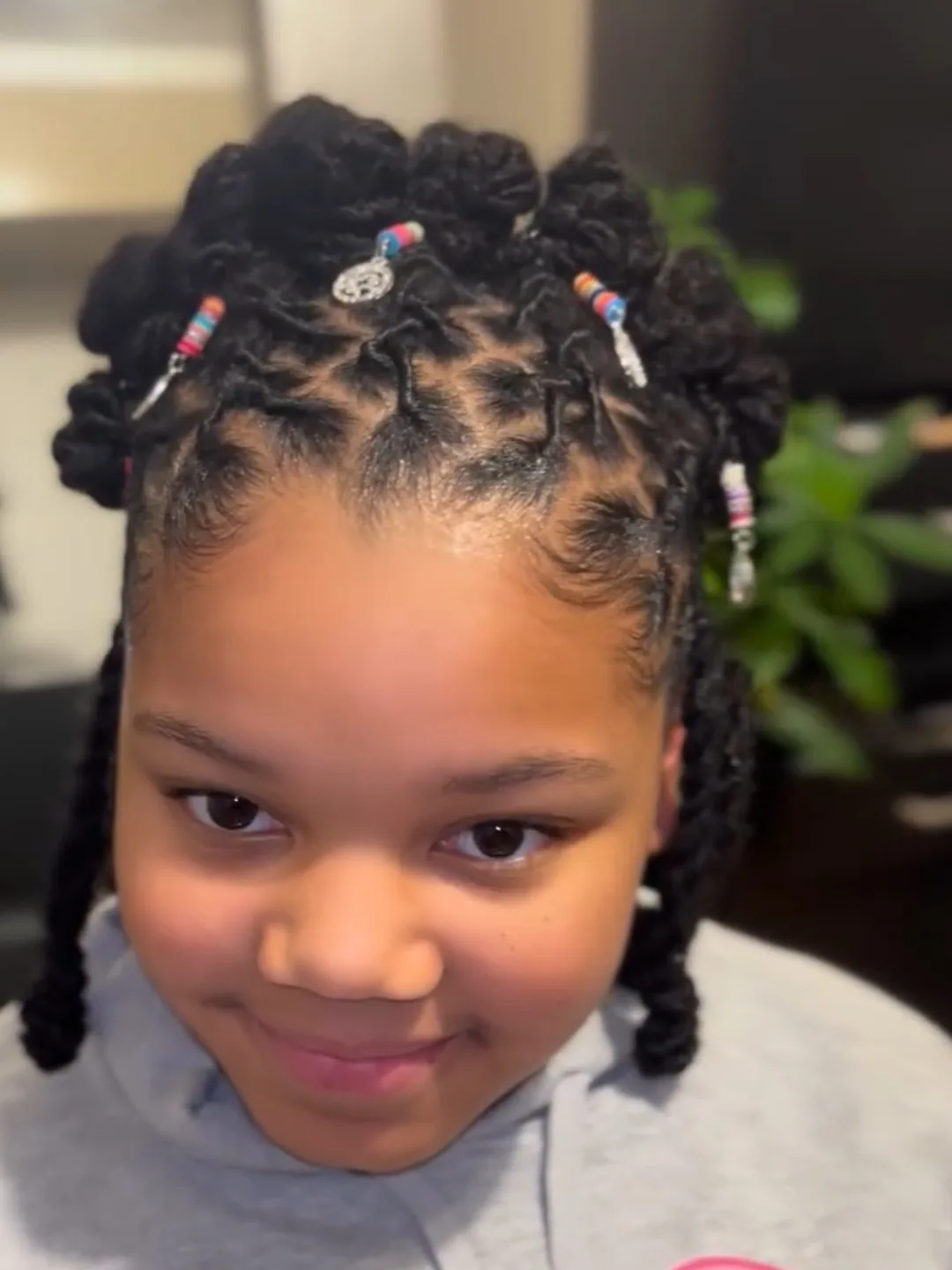 Bantu knots with beads